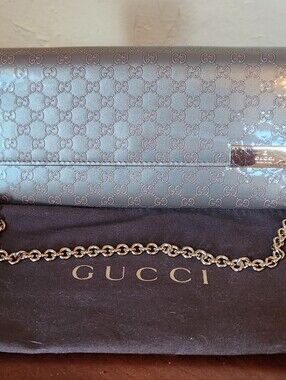 Gucci Guccissima Patent Leather Wallet On Chain